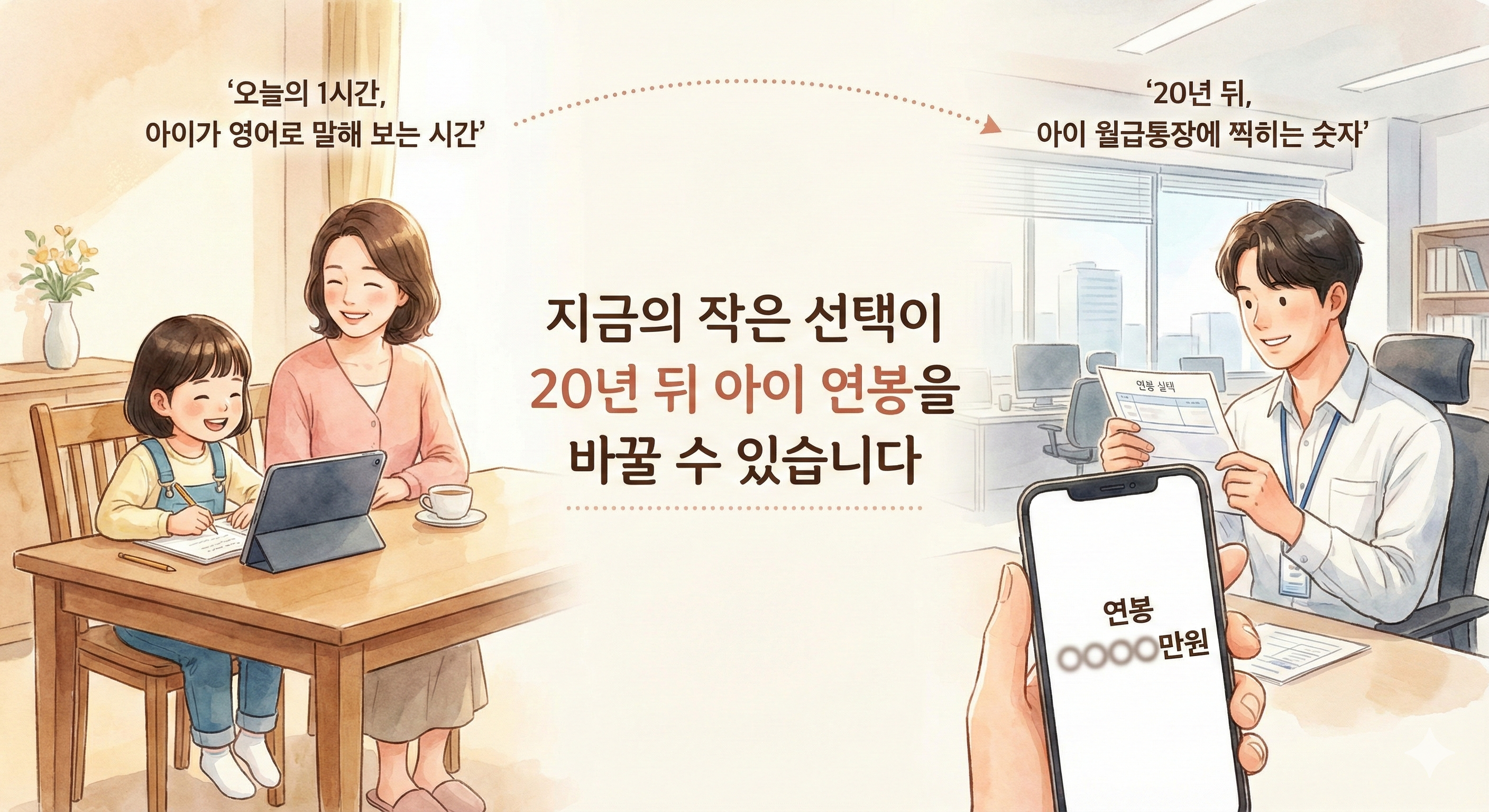 엄마와 아이가 공부하는 모습